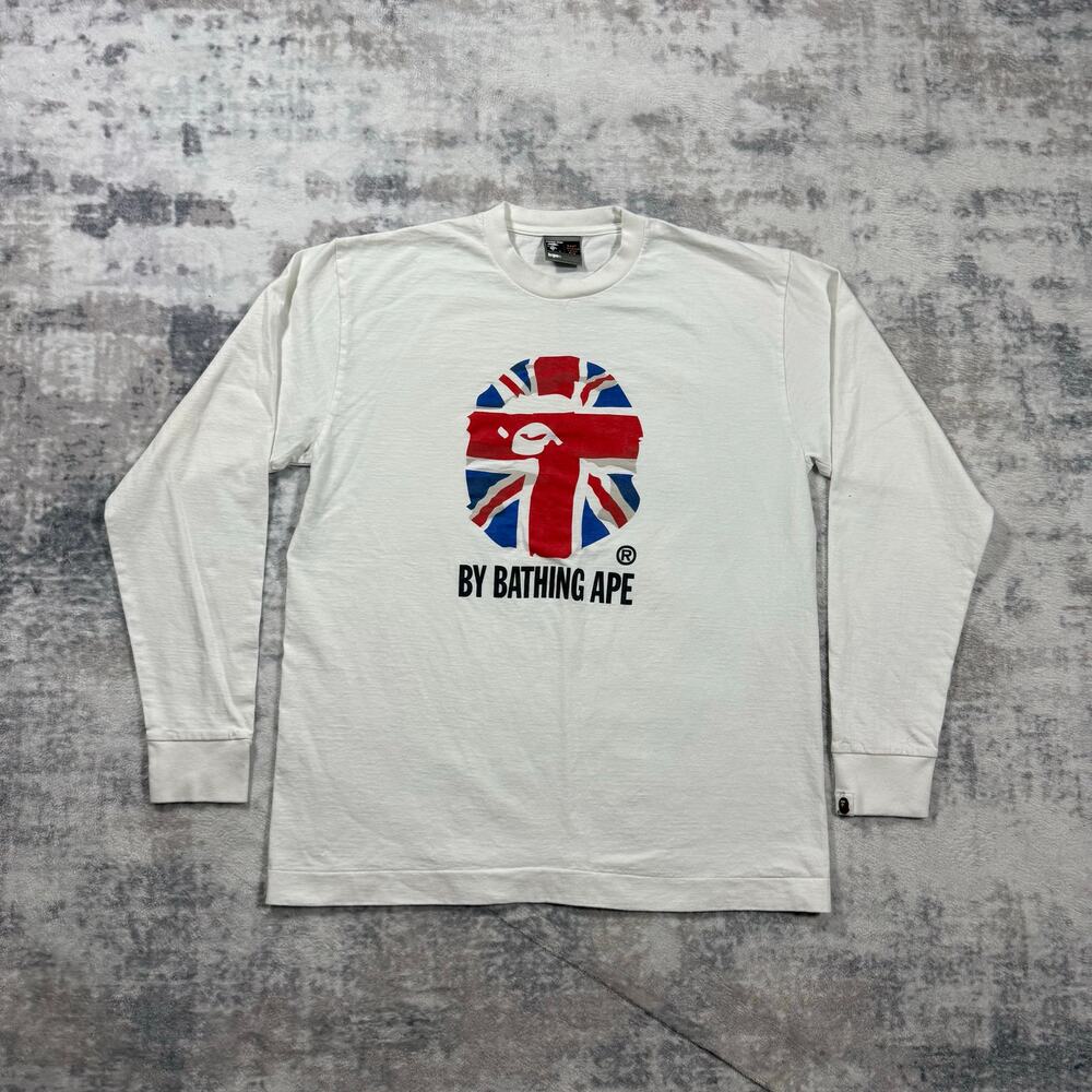Authentic Bape 2000's Union Jack UK Flag Longsleeve Tee XL